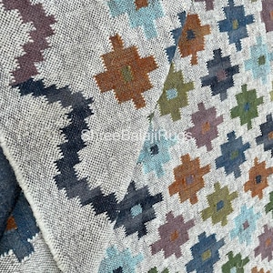 8x10\ 10x14 Wool Jute Kilim Rug Handmade Rug Handwoven, Kilim Dhurrie Rug Bohemian Rug Indian Dhurrie Rug Flatweave Rug Boho Rug Custom Rug