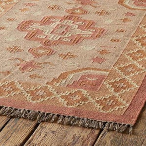 Handwoven Indian Wool Jute Kilim Rug, Handmade Kilim Rug, Vintage Kilim Rug, Home Decor Rug, Navajo Kilim Rug, Bohemian Rug, Custom Size Rug