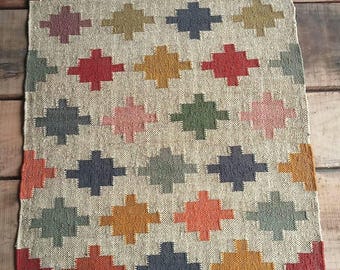 Multicolour Wool Jute Kilim Rug, Handwoven, Wool and Jute Rug Handmade, Kilim Dhurrie Rug, Traditional Indian jute Area rug, Costom Size Rug