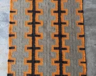 Modern Geometric Rug, Wool and Jute Blend, Flatweave Area Rug, Custom Size, Natural Fiber, Scandinavian Decor