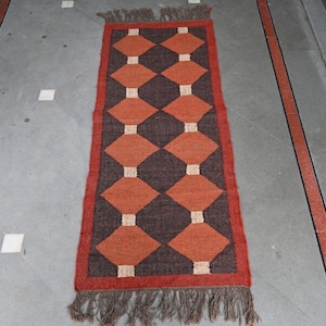 Handmade Kilim Runner Rug, Stair Decor Runner Rug, Handwoven Wool Jute Stair Runner, Hallway Runner, Vintage Wool Jute Kilim Runner,