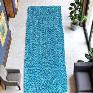 Handwoven  Sky Cotton Braided Rectangle Rug Doormat Rug Custom Size Home Decor Rugs Chindi Cotton Rag Rug Boho Decor Rug, Custom Size Rug