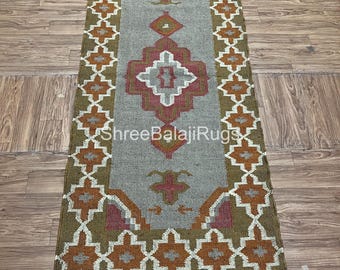 Alfombra tradicional kilim Runner-Kilim hecha a mano Kilim Dhurrie Rug, alfombras kilim vintage de yute de lana tejida a mano india para decoración del hogar alfombra Kilim Rug