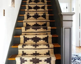 Hemp Runner Rug - Handmade Natural Hemp Jute Area Rug Eco-Friendly Geometric Design, Boho Farmhouse Decor, Custom Size Woven Area Rug