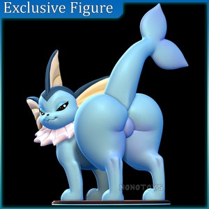 Vaporeon Figure, Exclusive Sculpture, 3D Figures, Printed and Painted ,Action Figurines, Miniature Scupulture, Gift Figurine.Anime Figure