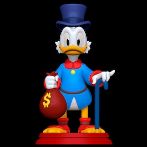Scraage McDuck Figure, 3D Painted Figures, Handmade Miniature Scupulture, Action Figurines, Gift Figurine