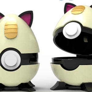 Meowth Easter Egg Box, Action Figures, 3D Painted Figures, Miniature Scupulture, Gift Figurine