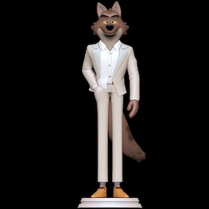 Mr. Wolf Figure, 3D Painted Figures, Action Figurines, Handmade Miniature Scupulture, Gift Figurine