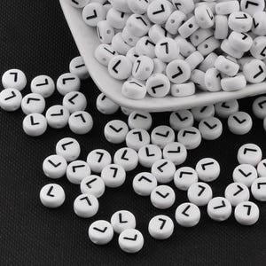 100pcs Letter L Beads – Alphabet Beads 7mm Round – Jewelry Making, Crafts, Kids