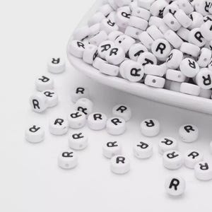 100pcs Letter R Beads – Round Acrylic Alphabet Beads 7mm – DIY Craft Supplies