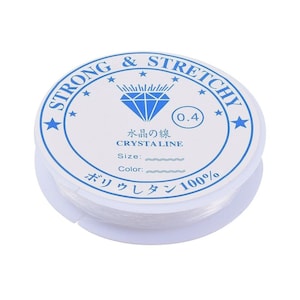 Elastic Stretch Cord 0.4mm | Clear Beading Thread for Jewelry Making | Stretchy Bracelet String | DIY Craft Supplies | Strong & Durable