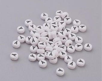 100pcs Letter Y Beads – Alphabet Acrylic Beads for DIY Bracelets & Projects