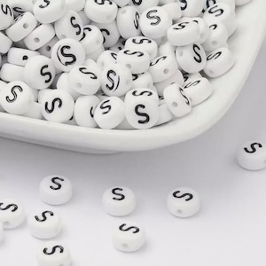 100pcs Letter S Beads – Acrylic Alphabet Beads – Bracelets, Necklaces, Crafts