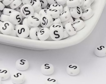 100pcs Letter S Beads – Acrylic Alphabet Beads – Bracelets, Necklaces, Crafts