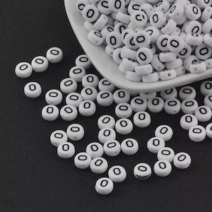 100pcs Letter O Beads – Acrylic Craft Beads – 7mm Round Alphabet Beads A-Z
