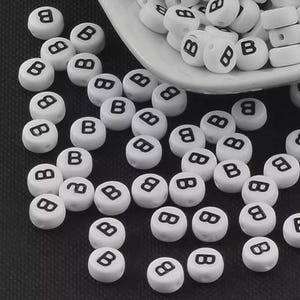 100pcs Letter B Beads – White Acrylic Alphabet Beads 7mm – DIY Crafts & Jewellery Making