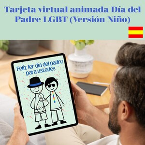 Erste Vatertagskarte für zwei Väter, animierte Begrüßung für schwule Eltern, virtuelle LGBT-Karte, Geschenk für Väter, digitale Download-Karte für Väter