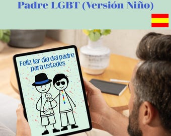 Première carte de fête des pères pour deux papas, voeux animé pour parents homosexuels, carte virtuelle LGBT, cadeau pour papa, carte de téléchargement numérique pour papa