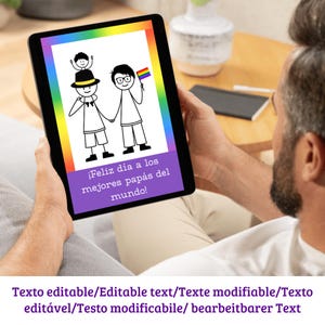 Geanimeerde virtuele kaart voor twee vaders – bewerkbare tekst in elke taal – digitale download-