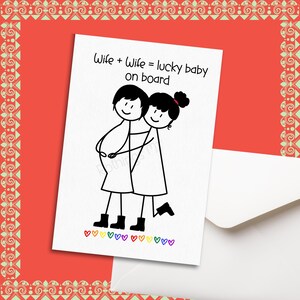 Tarjeta de felicitación para futura mamá, tarjeta imprimible para anunciar un bebé LGBT, tarjetas para padres lesbianas, tarjeta de felicitación para madres lesbianas, tarjeta para el Día de la Madre