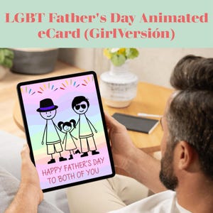 Tarjeta animada del Día del Padre para dos papás gays: regalo instantáneo, tarjeta digital LGBT del Día del Padre, regalo único para dos papás, tarjeta LGBTQ+ para papá