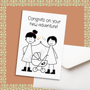 Printable LGBT Mom To Be Cards, LGBT Mothers Day Cards, Lesbian Parents Cards, Gay Baby Announcement Card, Same-Sex Mothers Card, Cute Cards