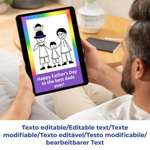 Animierte Vatertagskarte für zwei Väter - Bearbeitbar in jeder Sprache - Digitale LGBT-Karte für schwule Eltern