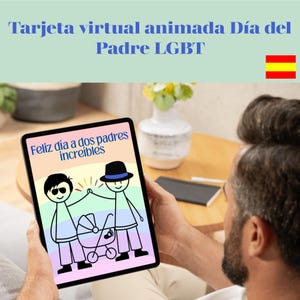 Erster Vatertag für zwei Väter, Vitual Grußkarte für Gay Eltern, Geschenk für LGBT-Papa, animierte Karte für gleichgeschlechtliche Väter, Gay Dad Geschenk