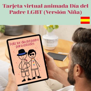 Erste Vatertagskarte, animierte Begrüßung für zwei schwule Väter, digitales Vatertagsgeschenk, Geschenke für zwei Väter, LGBT-Familienkarte, Vatikarten