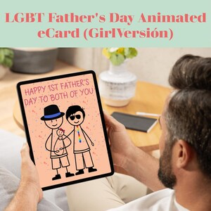 Alles Gute zum Vatertag für zwei Väter - animierte Karte, Sofort Download, LGBT-Familiengruß eCard, Virtuelle Karte für schwule Väter, Geschenk für zwei Väter