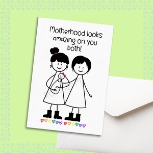Printable Lesbian Mom Greeting Card, LGBT Baby Announcement Card, Gay Mothers Day Cards, Two Moms Cards, Lesbian Parents Card To Print