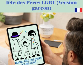 Two Dads Father's Day Card, Virtual Card for Gay Daddy, Same-sex father's Day Gifts, LGBT Family Greeting eCard, Digital Download Card