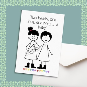 Printable Baby Boy Announcement Card For Two Moms, Lesbian Mom To Be Card, Digital Greeting Card For Lesbian Parents, LGBT Family Funny Card