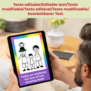 Bewerkbare Vaderdagkaart voor ouders van hetzelfde geslacht – Geanimeerde kaart voor twee vaders – Aanpasbare tekst Kaart voor homoseksuele ouders