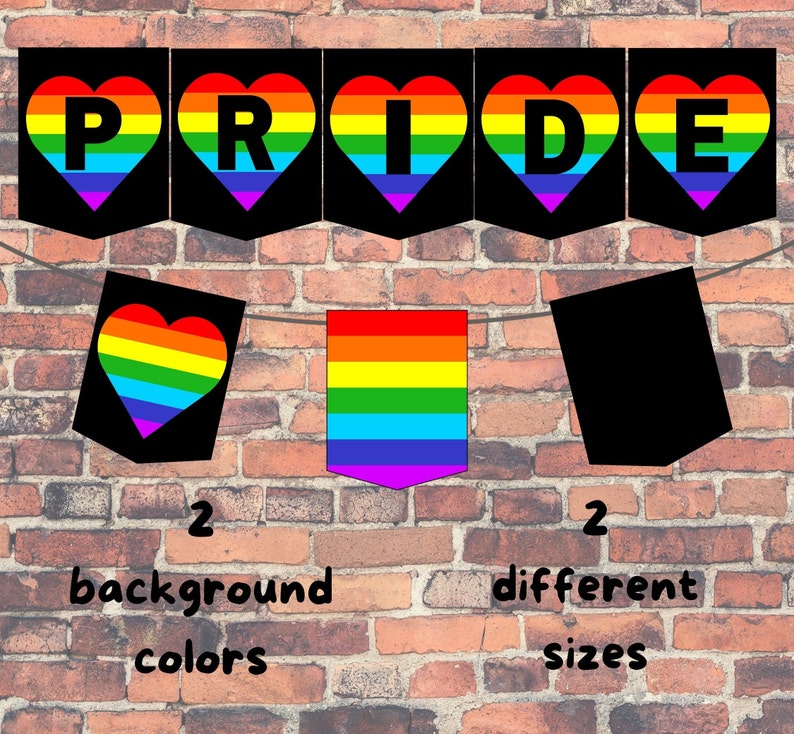 Pride Flags Printable Banner, Pride Month, 16 Pieces Bunting Set, Pride Gay Party Decorations ...