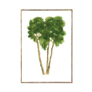 Pine Tree Painting Minimalist Pine Tree Wall Decor Pine Tree Prints Lonely Tree Watercolor Painting  Evergreen Tree Poster by RigelStarStore