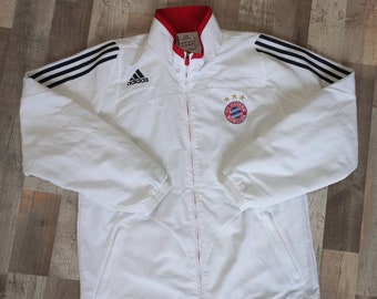 2007-08 Bayern München adidas voetbaltrainingsjack wit/rood maat L/XL Mint