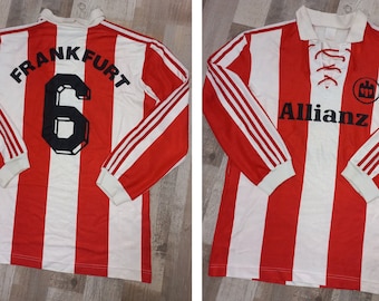 Vintage Adidas 70's/80's Frankfurt Allianz Match Worn #6 Football Shirt Jersey Made in France Long Sleeve