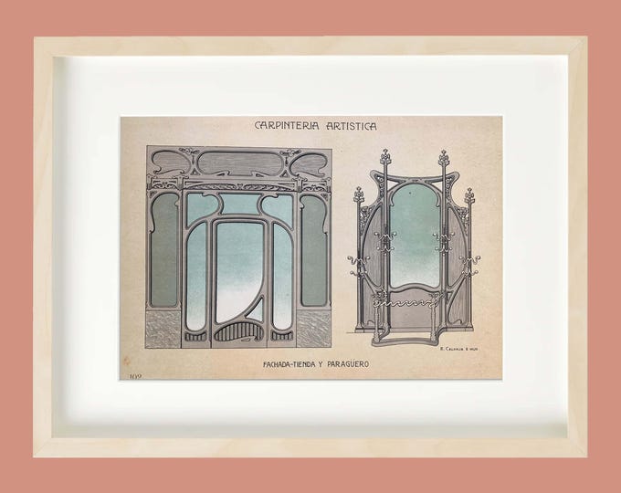 Original modernist art deco print from 1905.