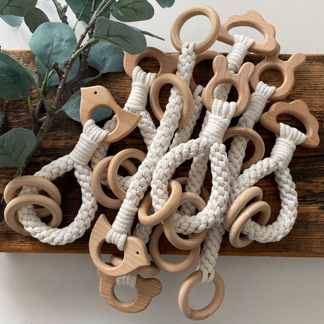 Macrame Teether / Baby Teeting Toy / Wooden Rattle / Baby Etsy UK
