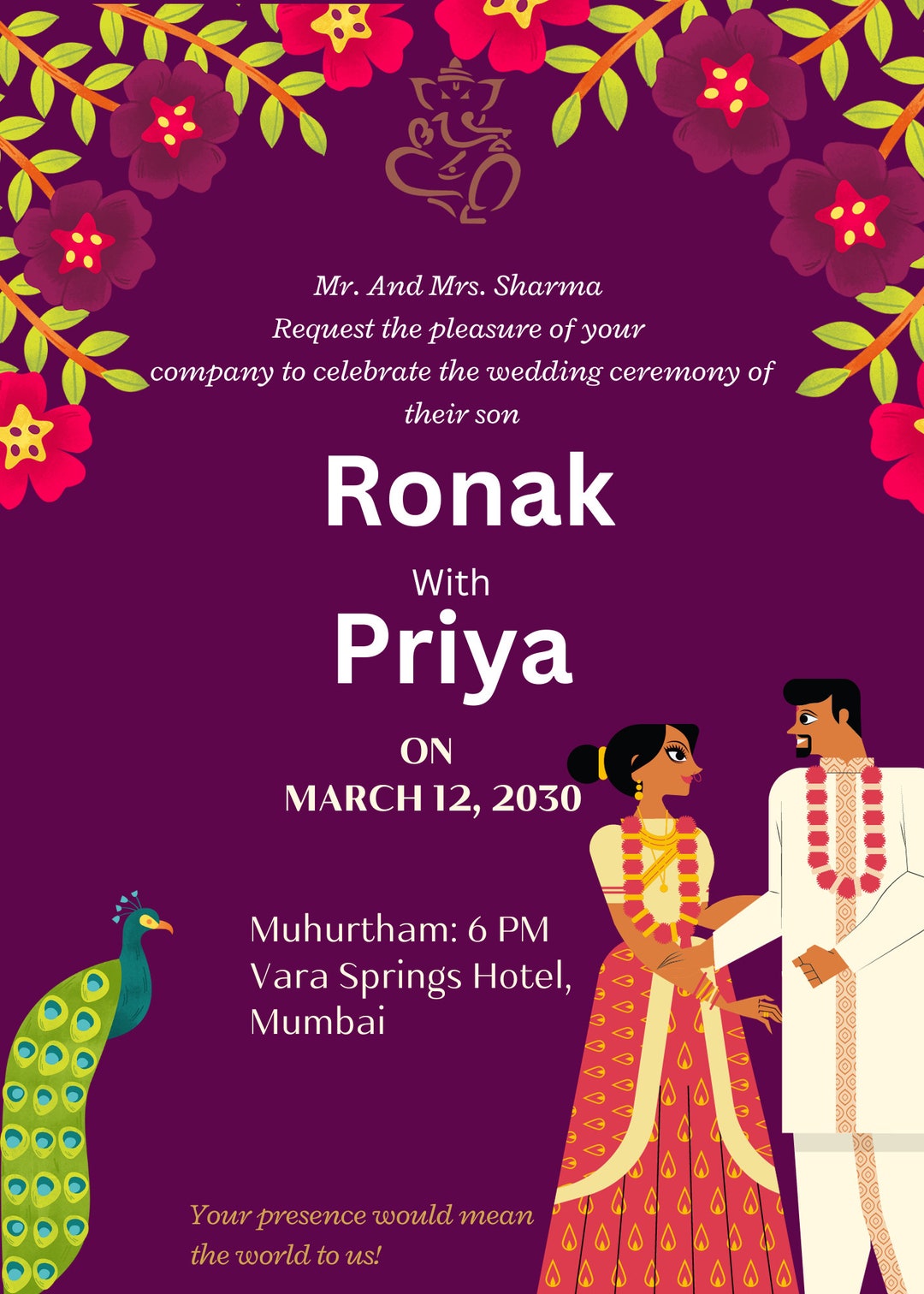 Wedding Invitation Template Printable Wedding Invitation Etsy