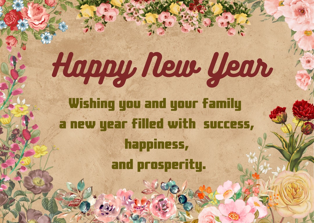 Digital Happy New Year Card, New Year Greetings Card, Instant Download ...