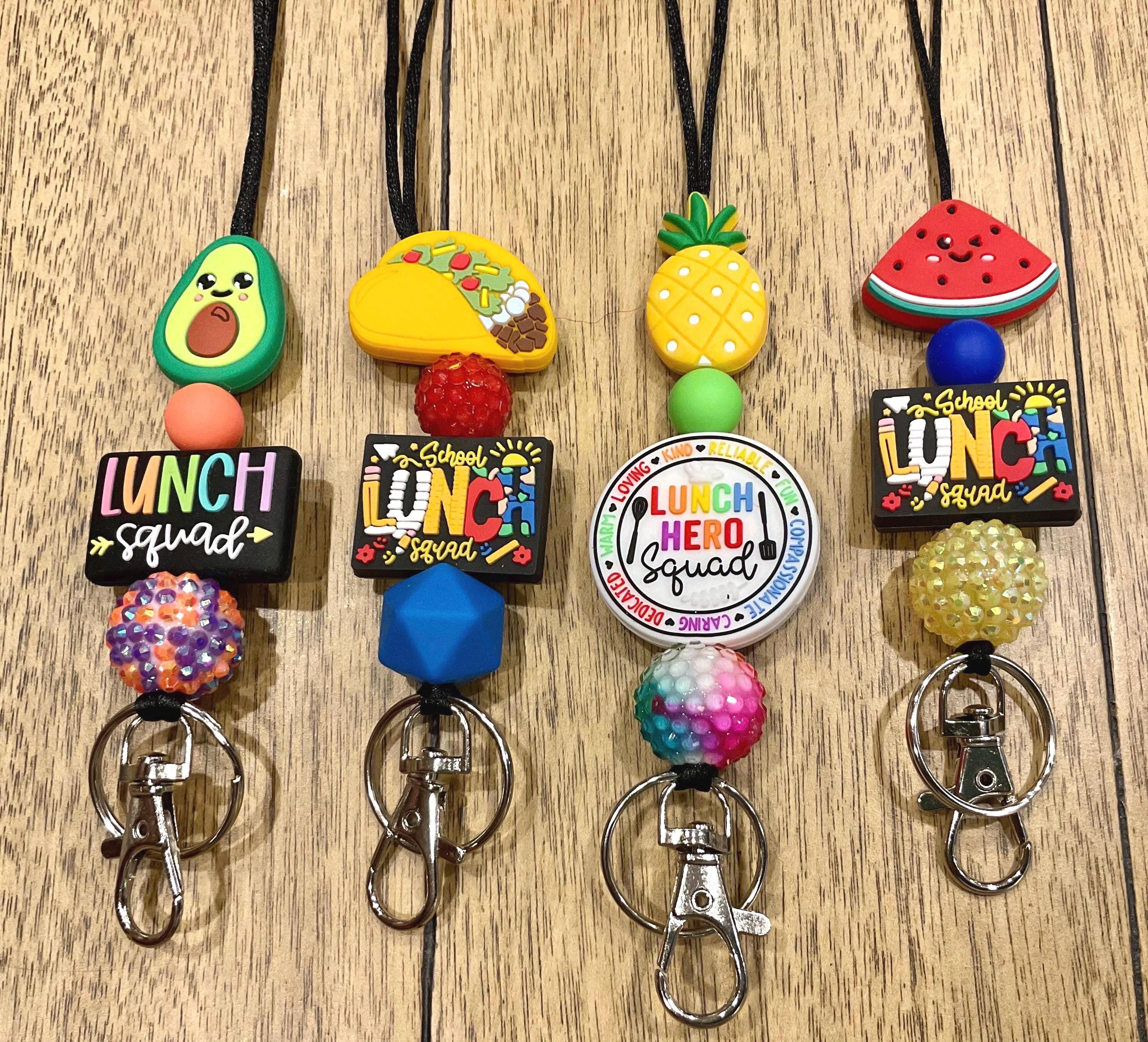 Lunch Person Lanyard/ Cafeteria Worker ID Holder/ Lunchroom Worker Badge Holder/Silicone beaded lanyard
