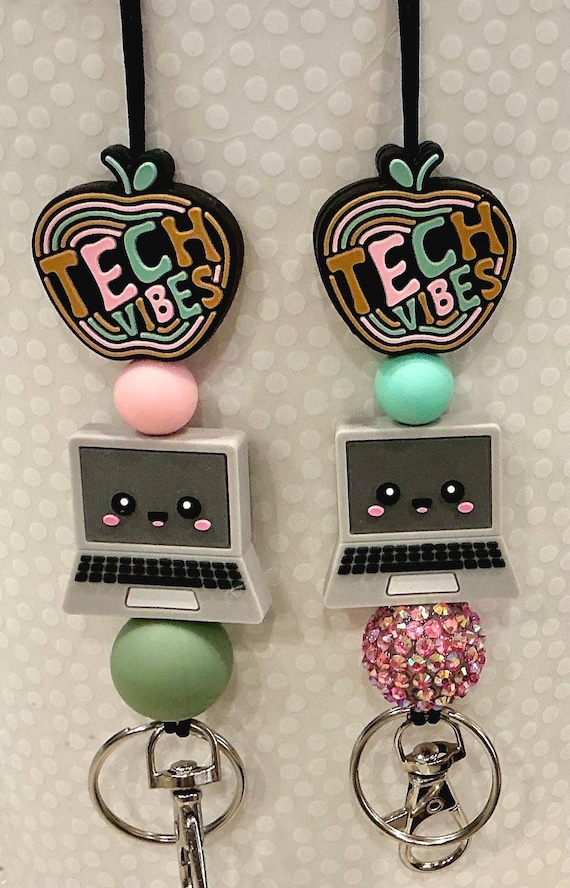 Technology Teacher Lanyard: Computer Charm, Break Away Clasp