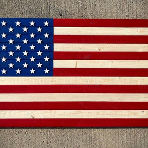 Rustic Wooden Flag Made To Order By US Marine Veteran