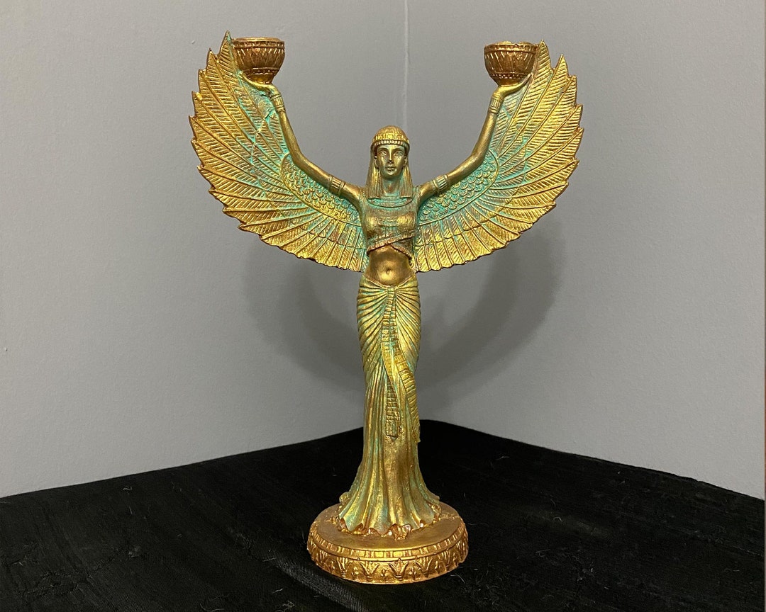 Isis Goddess Statue Sculpture Decor Art Objects Candlestick Etsy