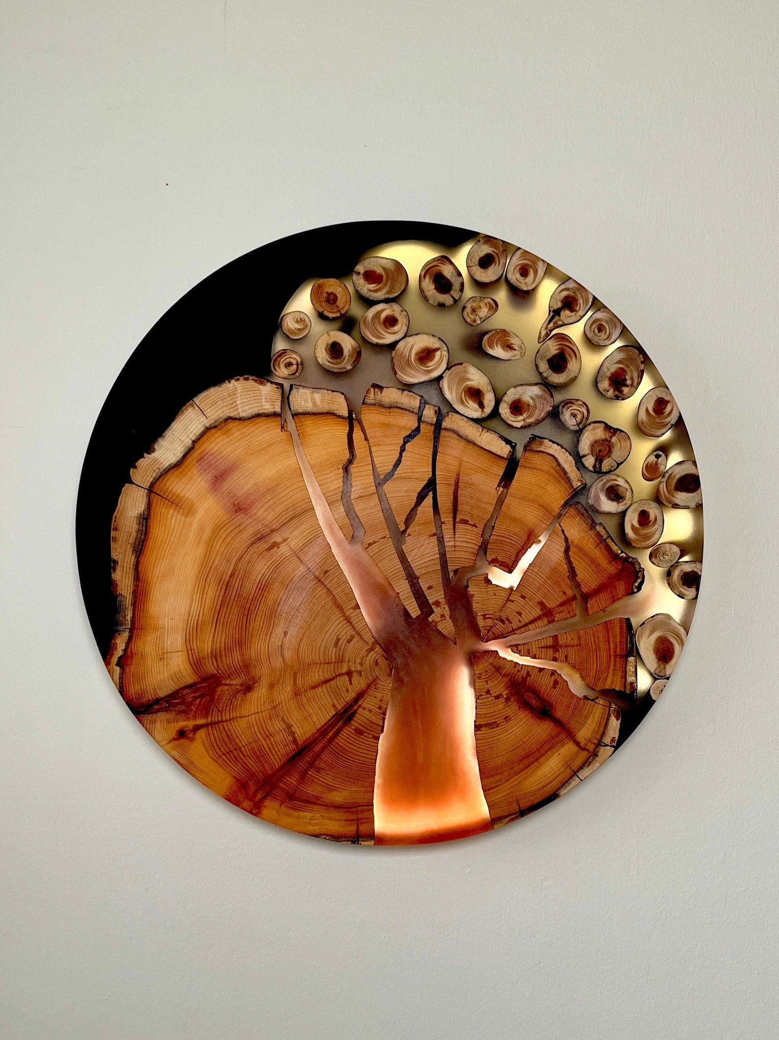 Yellow Blossom Tree Light-up, Wood and Resin Wall Art, Hand Made, 28cm ...