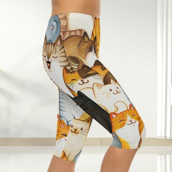 Cat Yoga Pants - Casual Cat Leggings - Women's Cat Lover Tights - Fun Animal Activewear - Comfortable Leggings - Fun Yoga Pants