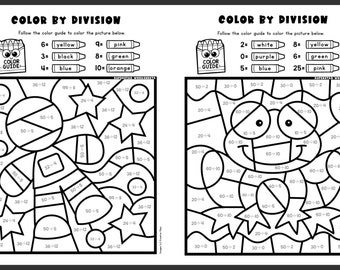 Kids Math Division: 15 Digital Coloring Sheet with Division Exercise for Children