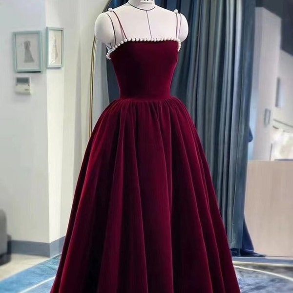 Velvet Ball dress for party and prom gown in red colour